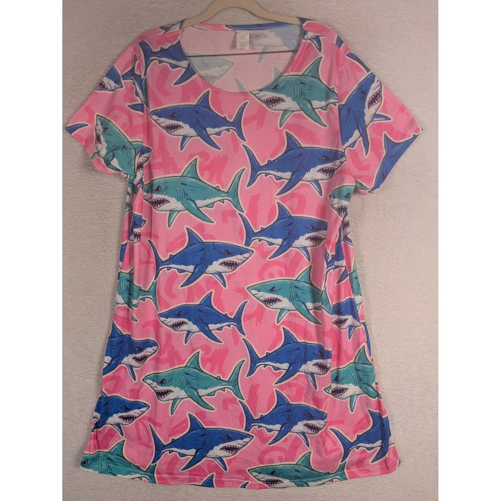 Pink Shark Print Mini Dress